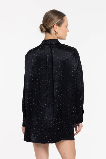 Blak Defiant Shirt - Black with Silver Diamantes
