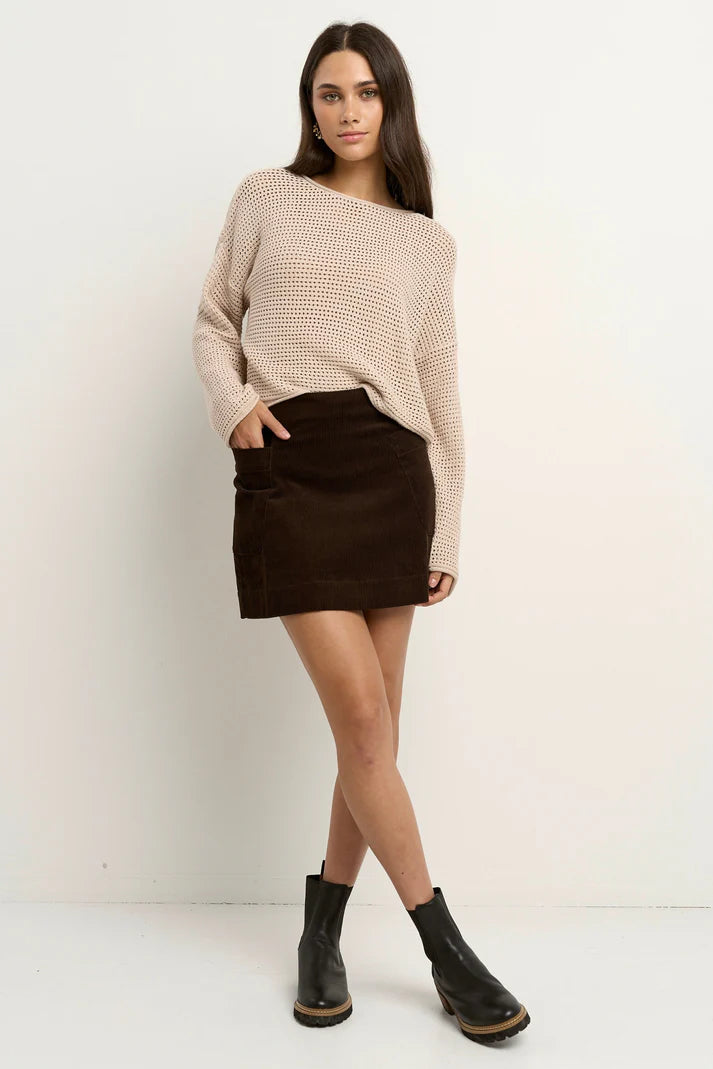 Among The Brave Valid Chocolate Cord Mini Skirt