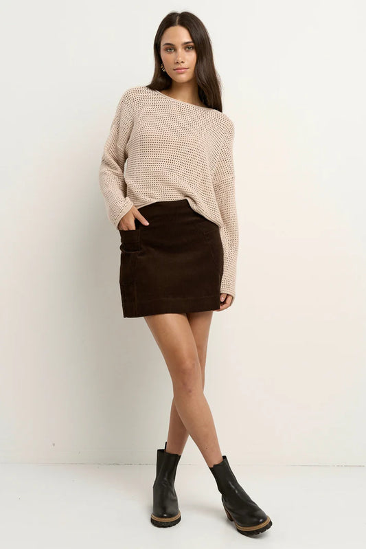 Among The Brave Valid Chocolate Cord Mini Skirt
