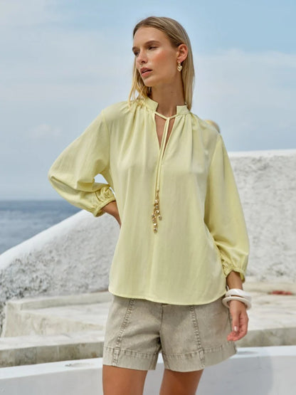 Fate & Becker Shae Split Neck Blouse
