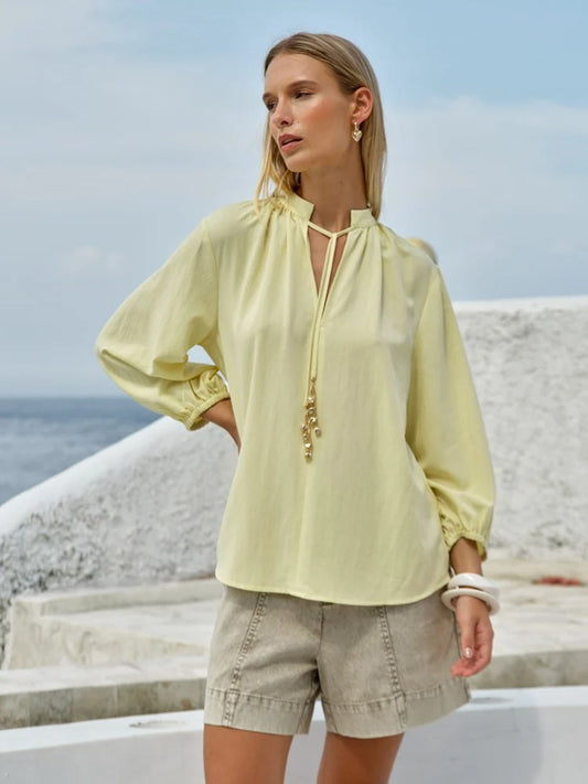 Fate & Becker Shae Split Neck Blouse