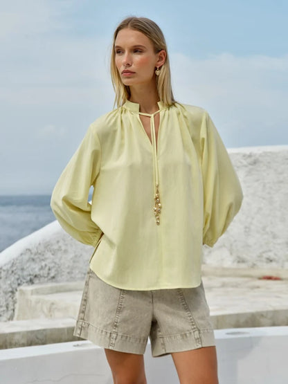 Fate & Becker Shae Split Neck Blouse
