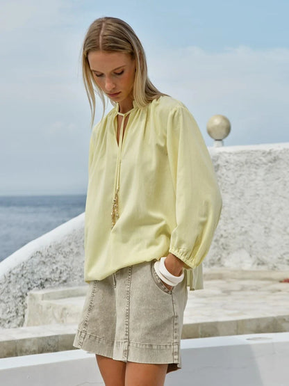Fate & Becker Shae Split Neck Blouse