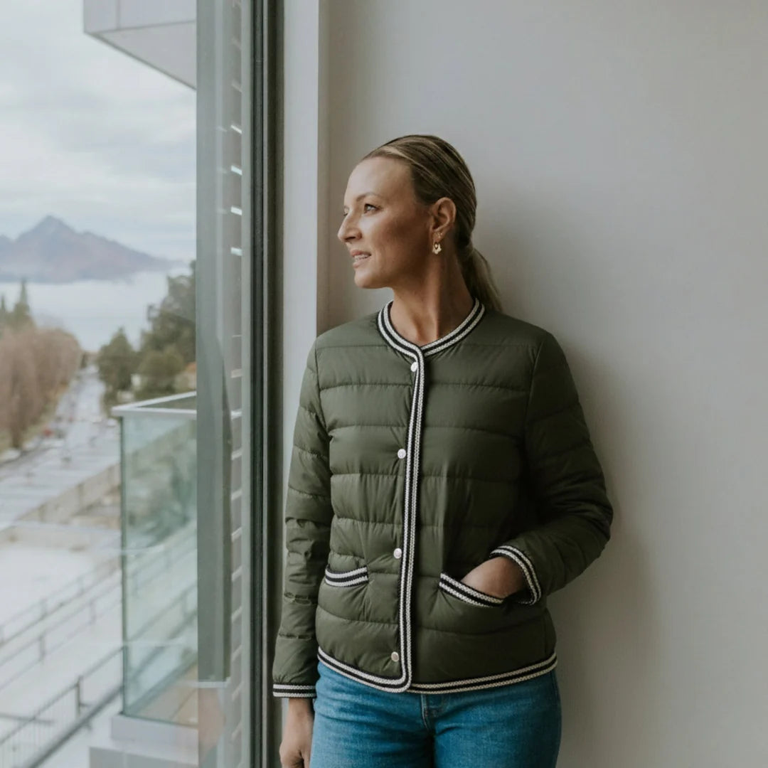 Moke Fern Puffer Down Jacket in Olive or Black