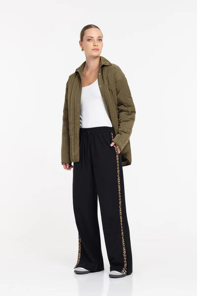 Blak Diego Pant-Black with Leopard Trim