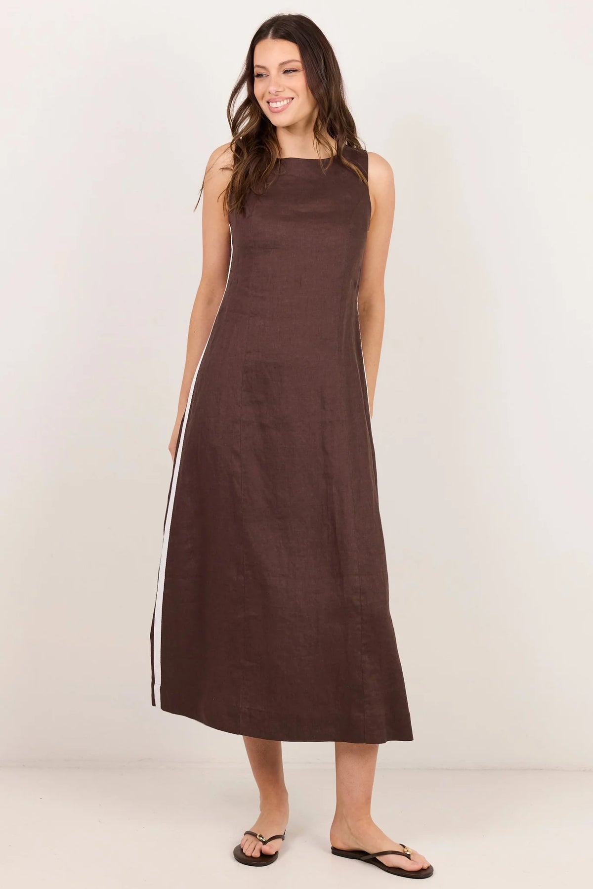 Stories Be Told Linen Sleeveless Midi Dress