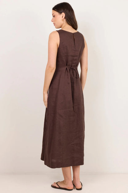 Stories Be Told Linen Sleeveless Midi Dress