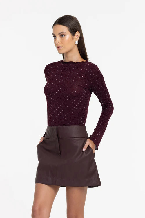 Blak  Gigi Top Burgundy With Sliver Diamantes