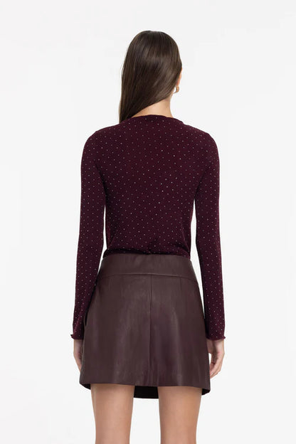 Blak  Gigi Top Burgundy With Sliver Diamantes