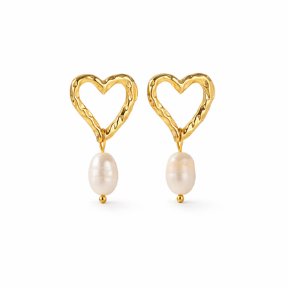 Me The Label Heart Pearl Gem Earrings