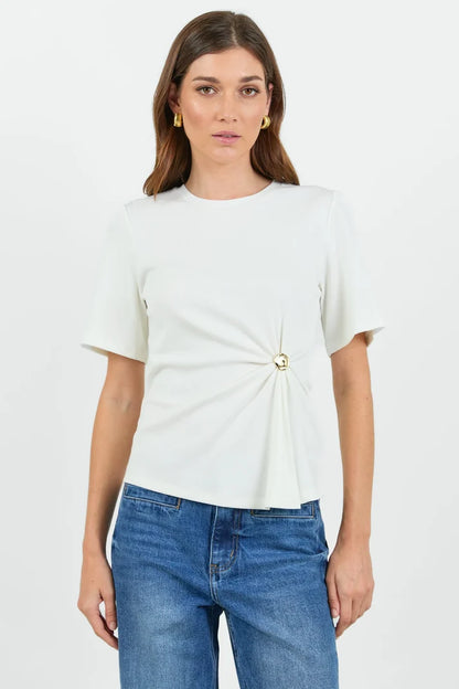 Stories Be Told Helm White Buckle Short Sleeve Tee