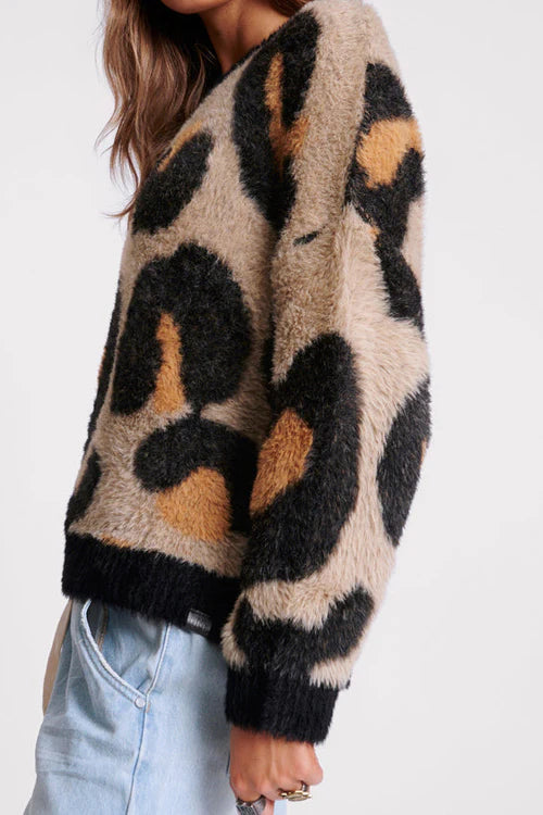 One Teaspoon Fluffy Leopard Batwing Sweater