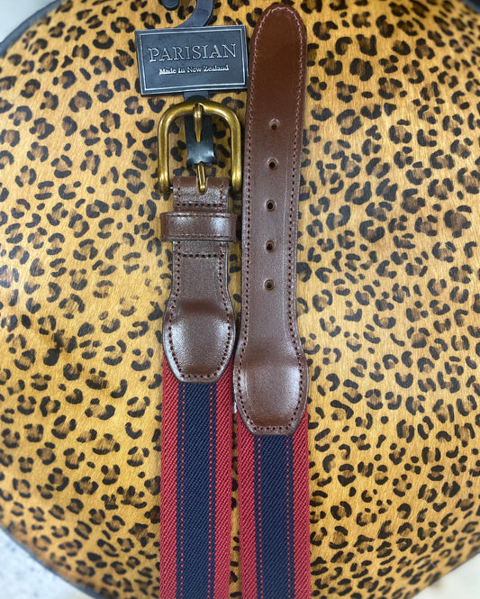 Parisian Stretch Webbing Leather Tab Belt