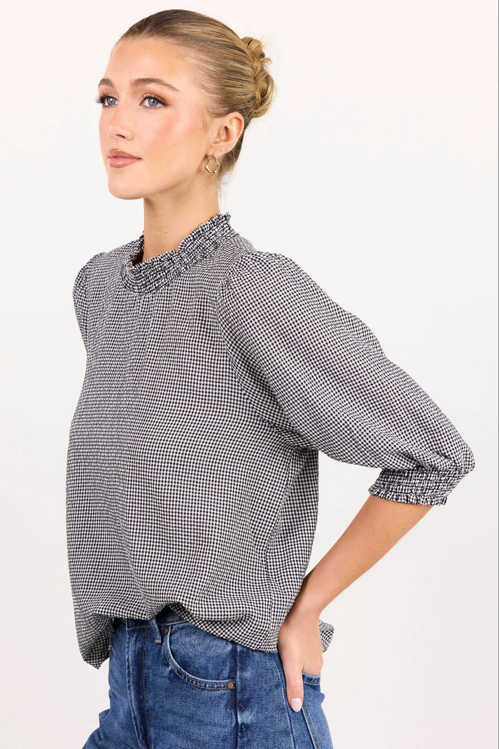 Among The Brave Influential Black/White Mini Gingham High Neck Top