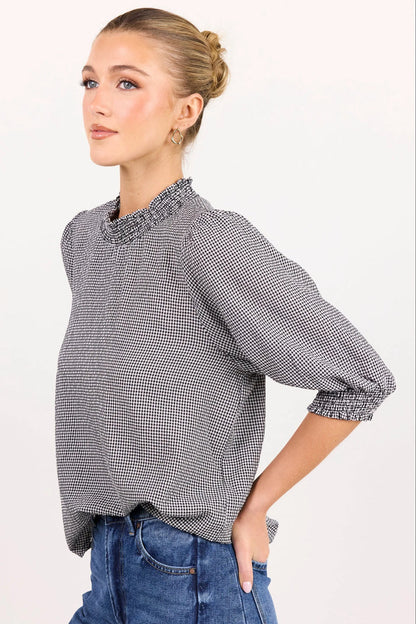 Among The Brave Influential Black/White Mini Gingham High Neck Top