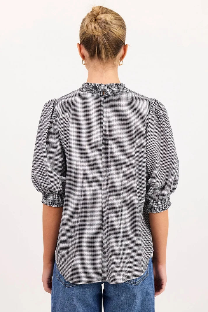 Among The Brave Influential Black/White Mini Gingham High Neck Top