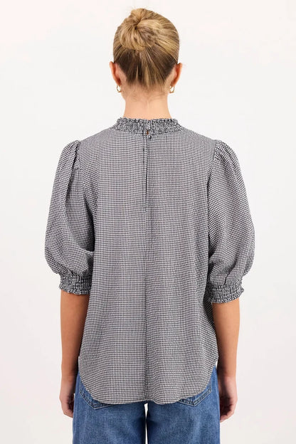 Among The Brave Influential Black/White Mini Gingham High Neck Top