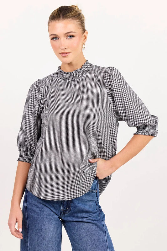 Among The Brave Influential Black/White Mini Gingham High Neck Top