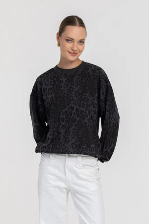 Blak Into You Sweater-Leopard Grey