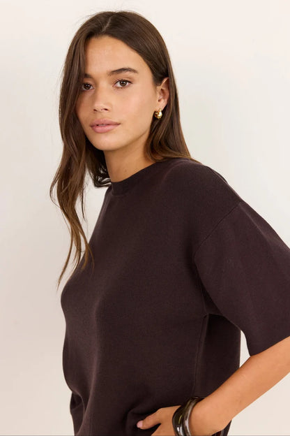 Stories Be Told Intrepid Chocolate Relaxed Knit Tee