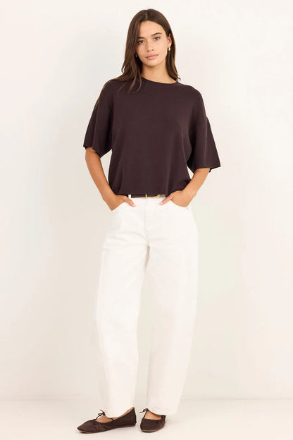 Stories Be Told Intrepid Chocolate Relaxed Knit Tee