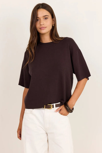 Stories Be Told Intrepid Chocolate Relaxed Knit Tee