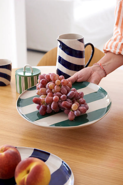 Jones & Co Cabana Platter Pate Green Stripe