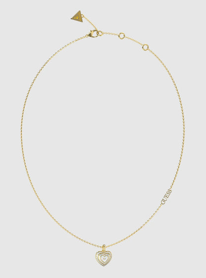 Guess Mother Of Pearl Crystal Heart Necklace
