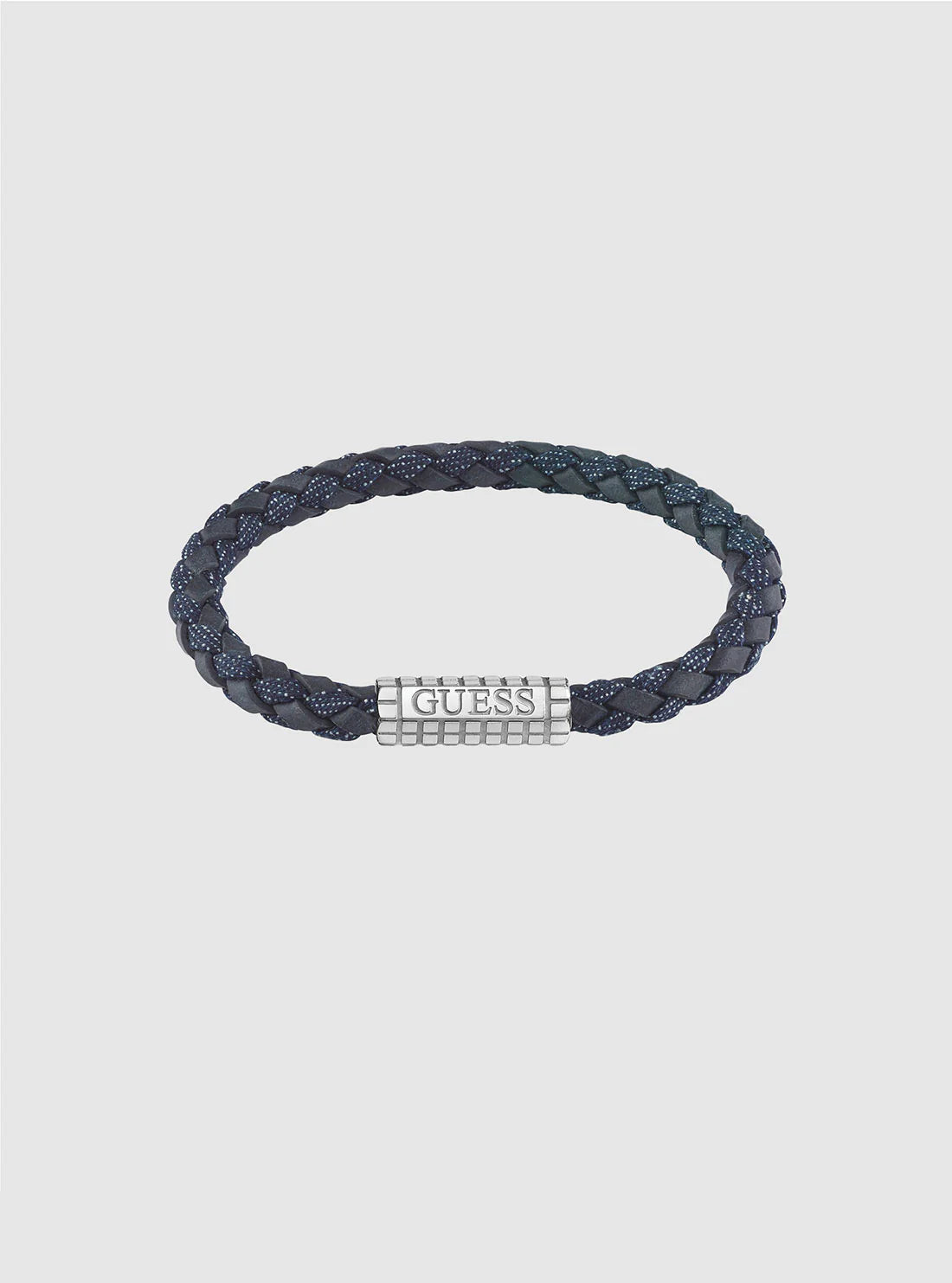 Guess Silver Logo Leather Bracelet