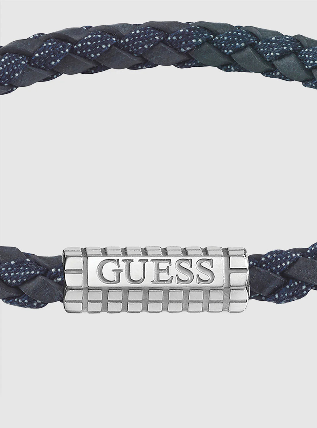 Guess Silver Logo Leather Bracelet