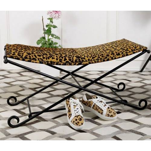 Rembrandt Leopard Leather Stool Large