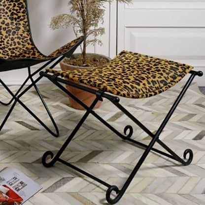Rembrandt Leopard Leather Stool Small