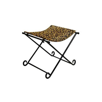 Rembrandt Leopard Leather Stool Small