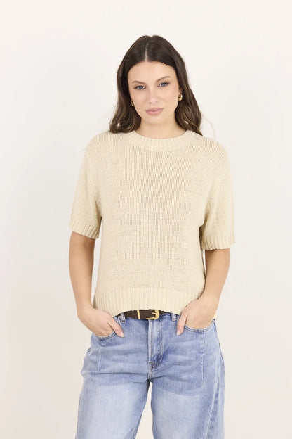 by Rosa Loveable Oat Tape Yarn Knit Tee