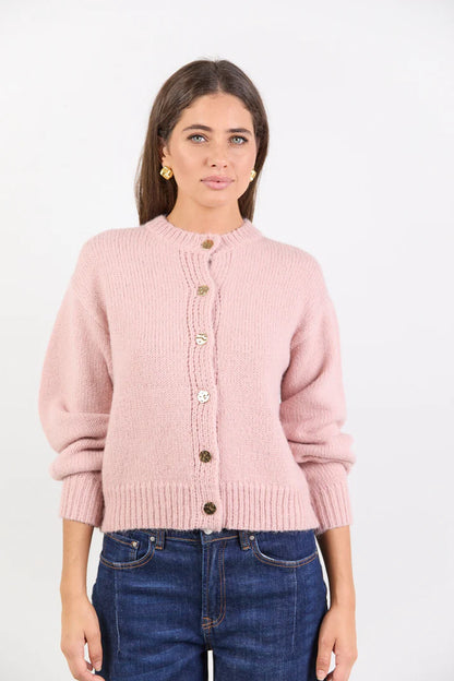 Among The Brave Mirage Blush Crewneck Cardigan