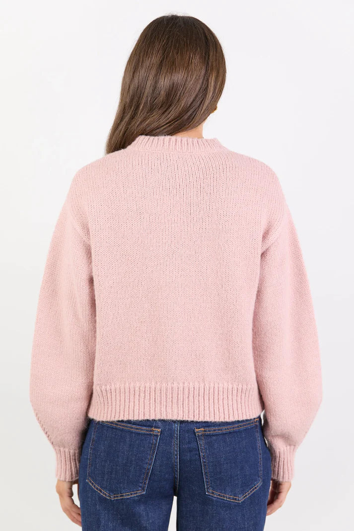 Among The Brave Mirage Blush Crewneck Cardigan