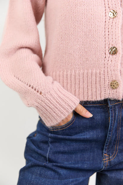 Among The Brave Mirage Blush Crewneck Cardigan
