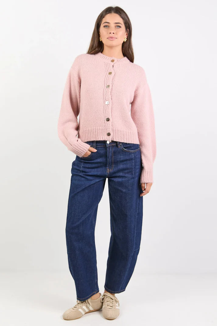Among The Brave Mirage Blush Crewneck Cardigan