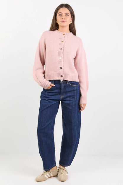 Among The Brave Mirage Blush Crewneck Cardigan