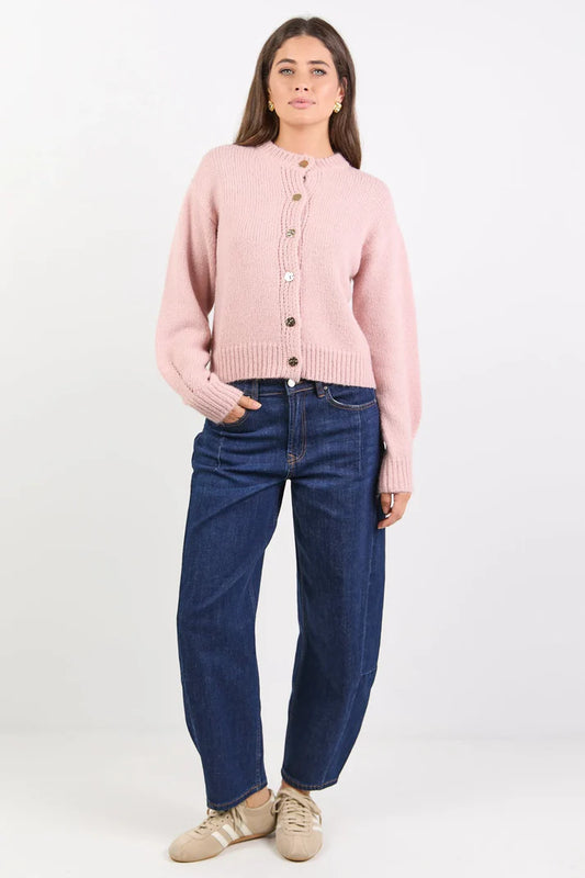 Among The Brave Mirage Blush Crewneck Cardigan