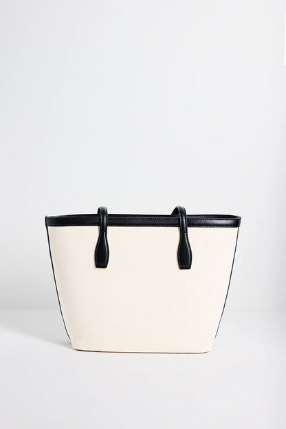 Among The Brave Natural Canvas Black Trim Tote Bag