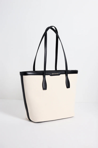 Among The Brave Natural Canvas Black Trim Tote Bag