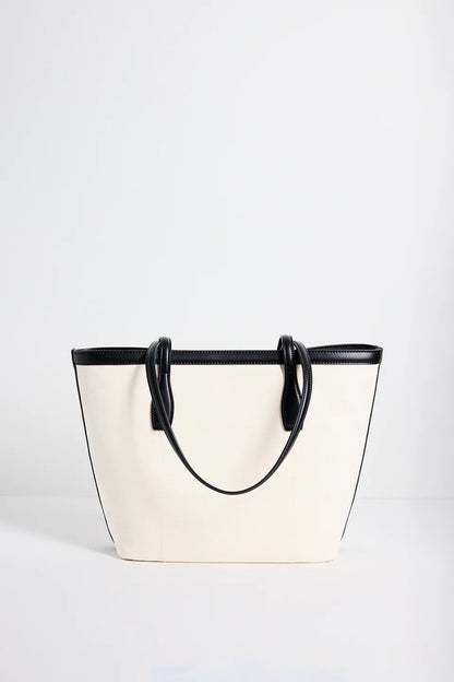 Among The Brave Natural Canvas Black Trim Tote Bag