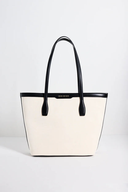 Among The Brave Natural Canvas Black Trim Tote Bag