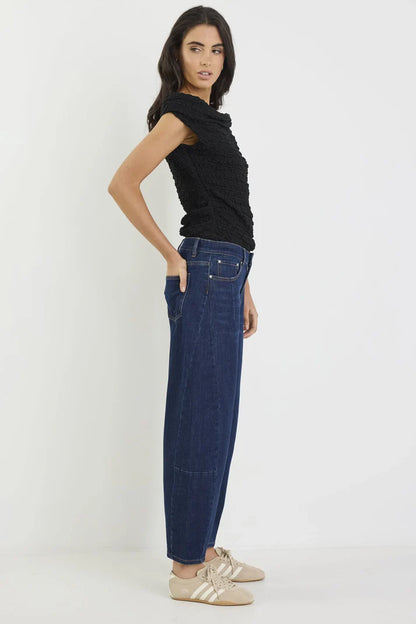 Among The Brave Graduate Dark Blue/ Black  Stretch Barrel Jeans