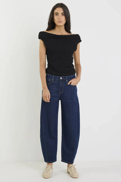 Among The Brave Graduate Dark Blue/ Black  Stretch Barrel Jeans