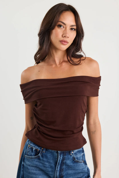 Stories Be Told Nightlife Dark Chocolate Stretch Top