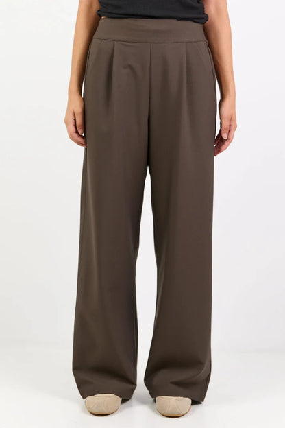 Among The Brave Instinctive Dark Chocolate Wide Leg Elastic Back Pants