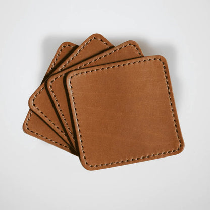Parisian Stitched Leather Coaster Set x4