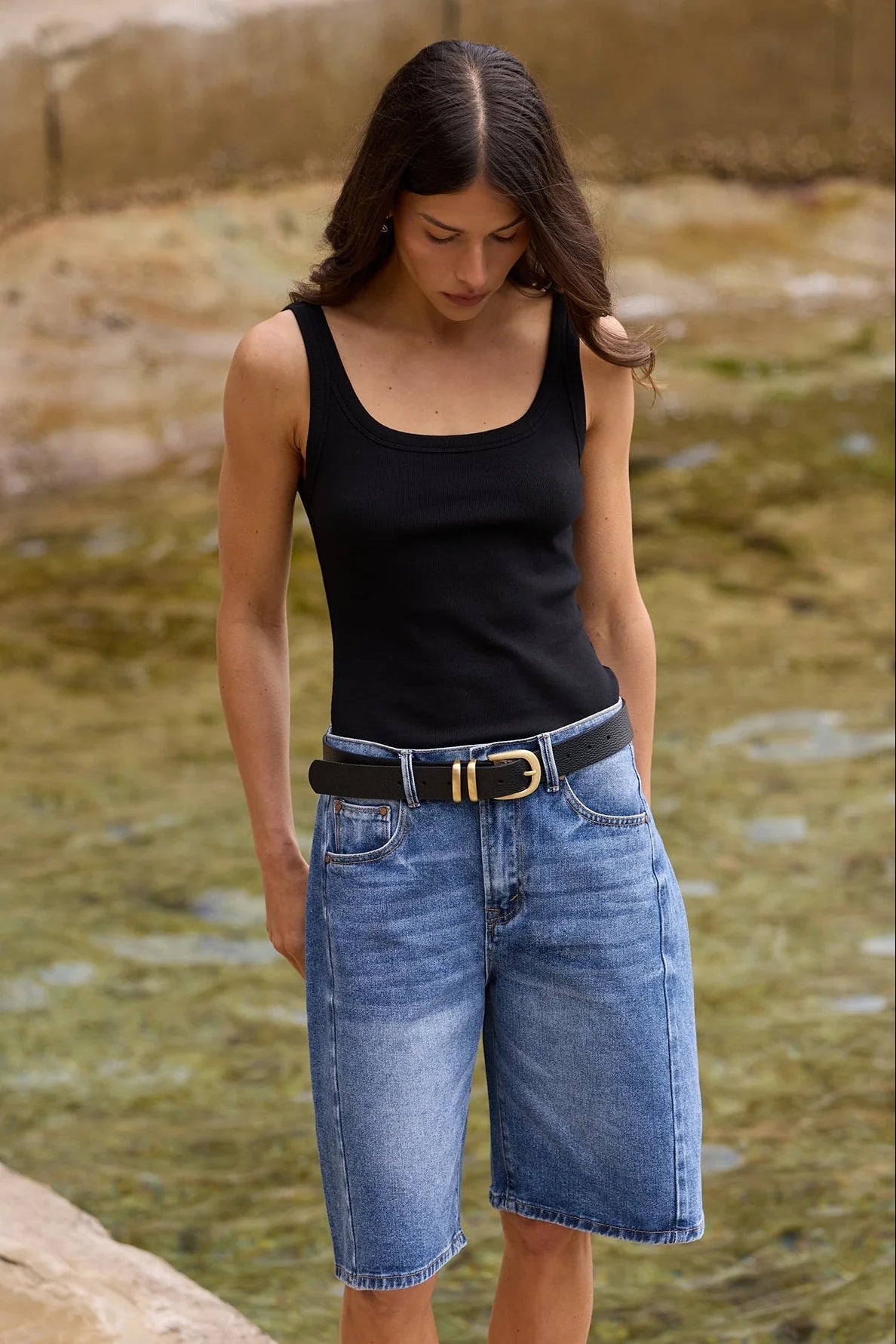 Among The Brave Academy Deep Blue Denim Barrel Short